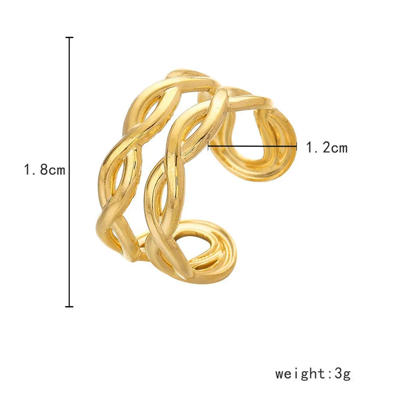 Wholesale Jewelry Fashion Geometric Titanium Steel 18K Gold Plated Plating Open Ring