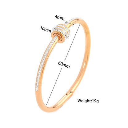 Fashion Geometric Titanium Steel Plating Rhinestones Bangle