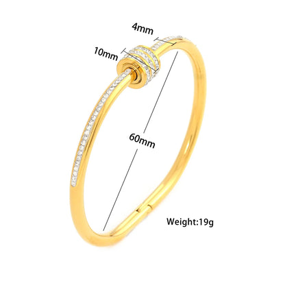 Fashion Geometric Titanium Steel Plating Rhinestones Bangle