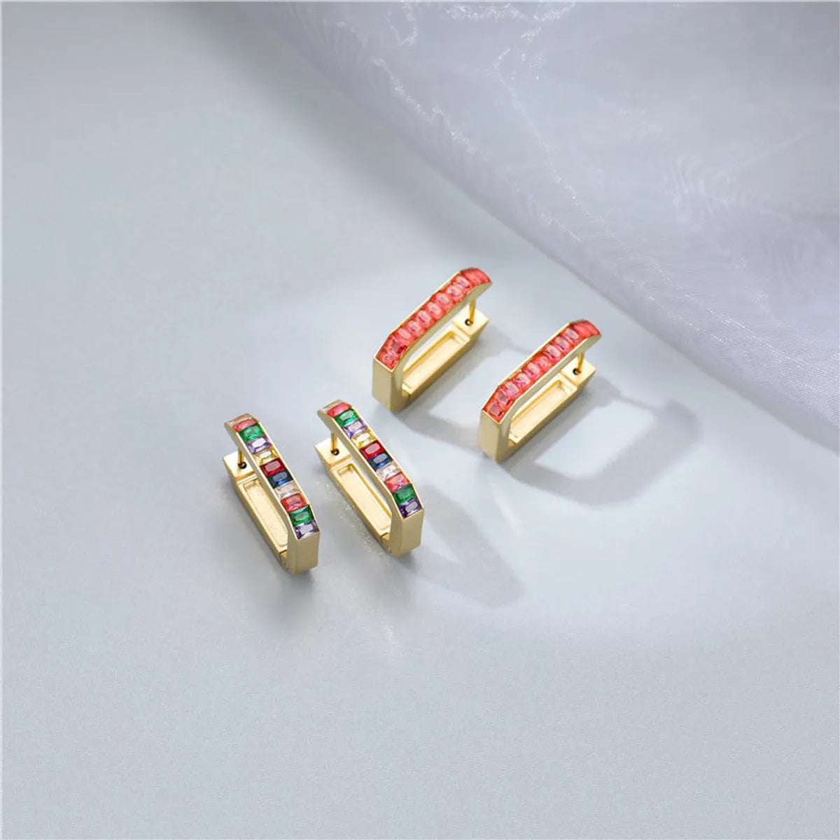 Fashion Geometric Titanium Steel Plating Zircon Earrings 1 Pair