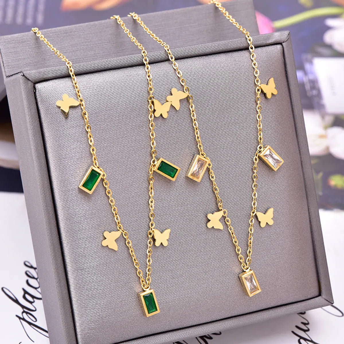 Fashion Geometric Titanium Steel Plating Zircon Necklace