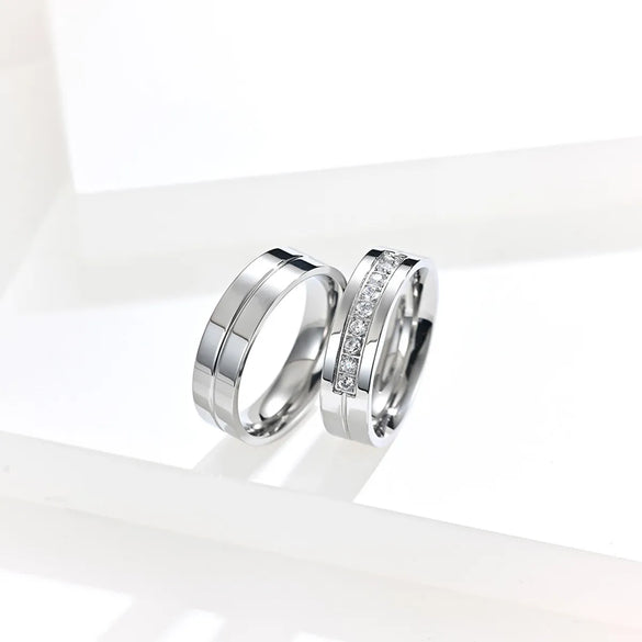 Fashion Geometric Titanium Steel Rings Polishing Zircon Stainless Steel Rings