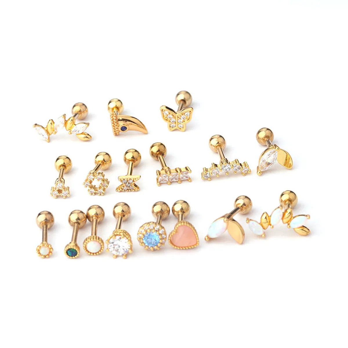 Ear Cartilage Rings & Studs Geometric 316 Stainless Steel  Copper Plating