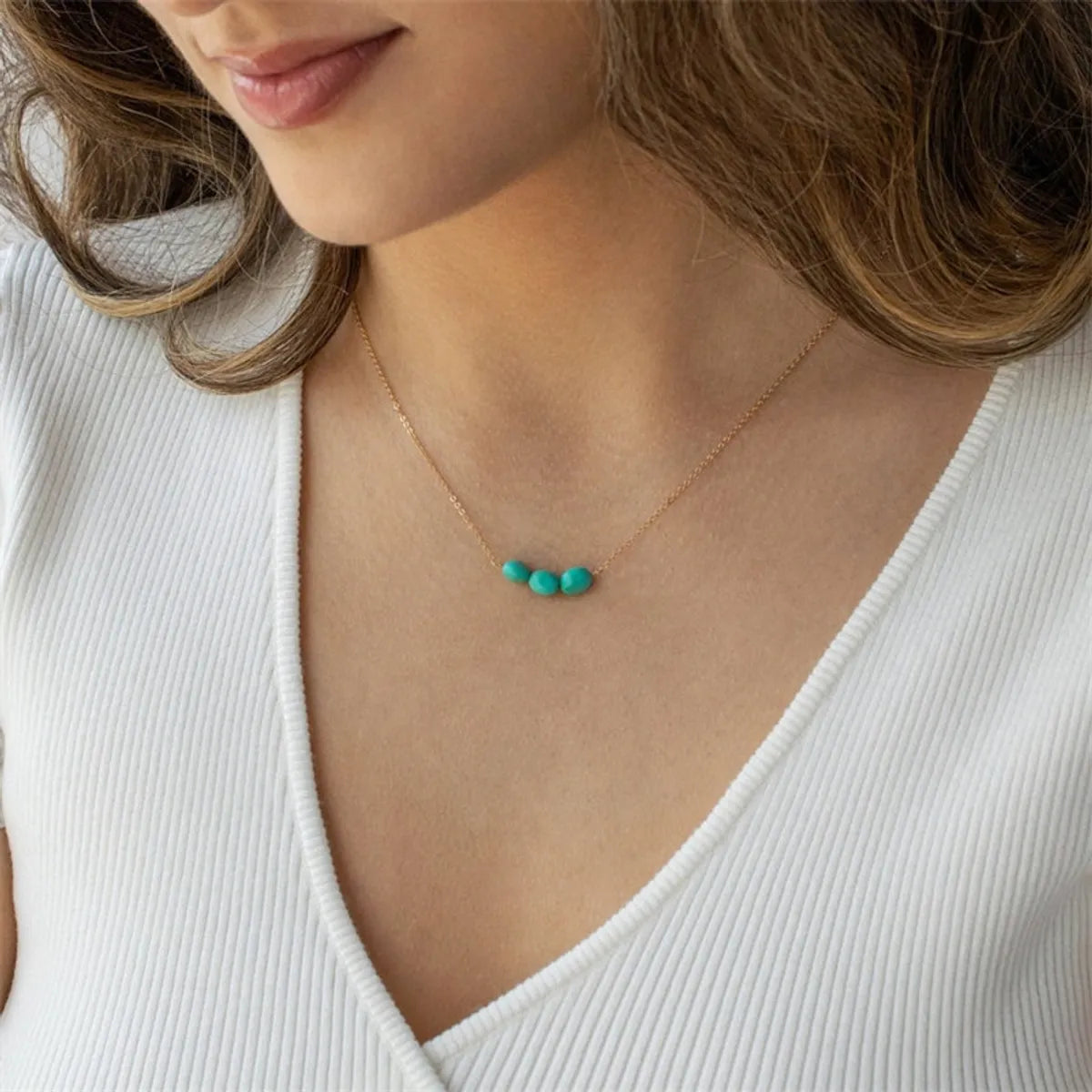 Fashion Geometric Turquoise Clavicle Chain Simple Copper Necklace