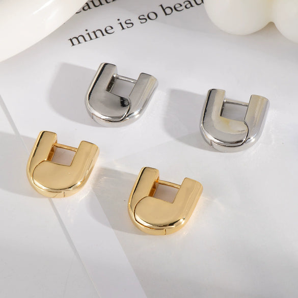 Fashion Geometric U Shaped Titanium Steel Earrings For Women With Pvd Furnace Vacuum Real Gold Plating
