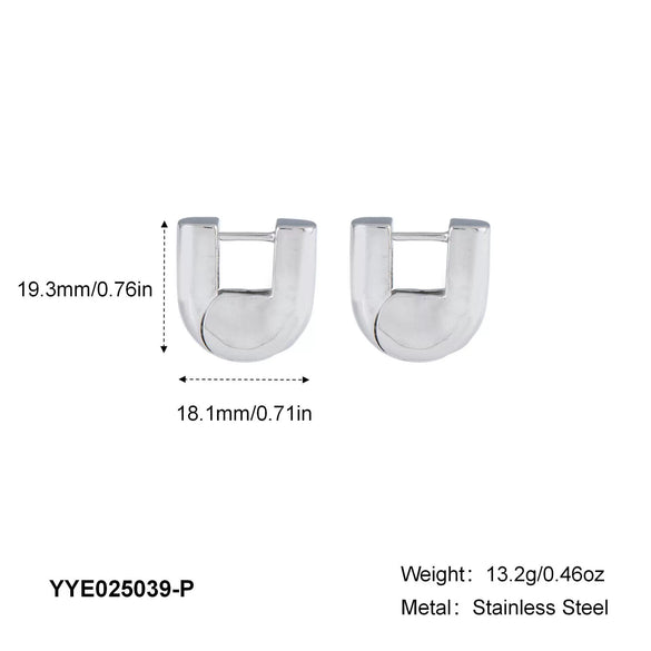 Fashion Geometric U Shaped Titanium Steel Earrings For Women With Pvd Furnace Vacuum Real Gold Plating
