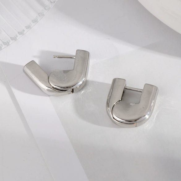 Fashion Geometric U Shaped Titanium Steel Earrings For Women With Pvd Furnace Vacuum Real Gold Plating