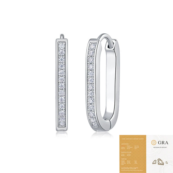 Fashion Geometric Ushaped Women's S925 Silver Moissanite Inlaid Earrings