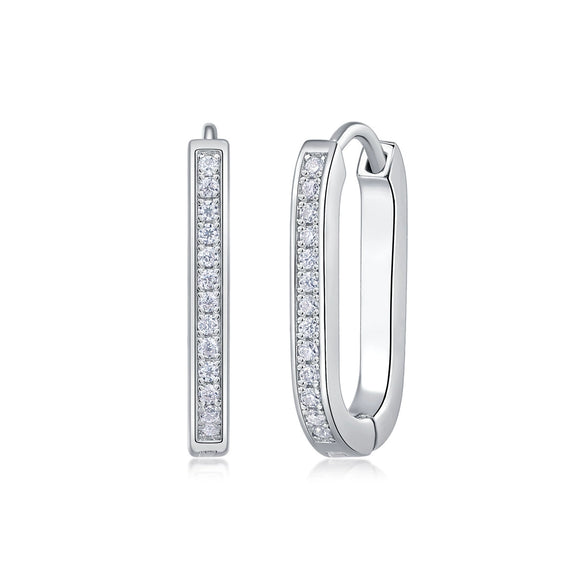 Fashion Geometric Ushaped Women's S925 Silver Moissanite Inlaid Earrings