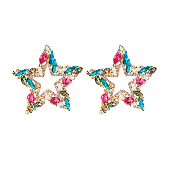 Fashion Geometric Water Drop Alloy Earrings With Acrylic Diamond Detail For Women Statement Dangle Jewelry