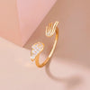 Fashion Geometric Zircon Flower Leaves Copper Opening Adjustable Ring