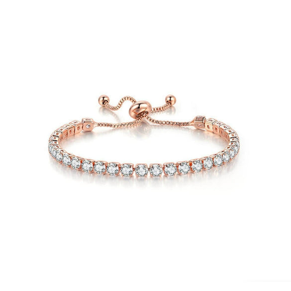 Fashion Geometric Zircon Inlaid Copper Bracelet Pullout Adjustable Length Combination Set Tennis Chain