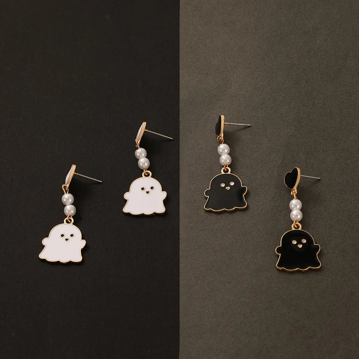 1 Pair Fashion Ghost Pearl Alloy Drop Earrings