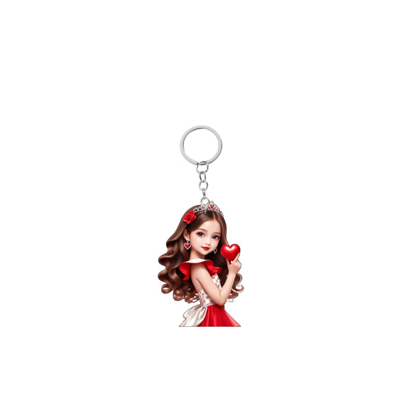 Fashion Girl Keychain Acrylic 2D Flat Modern Art Design