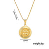 Fashion Glossy Pendant Necklace With Twelve Constellation Symbol Letter Graphic In Titanium Steel With Electroplating Treatment