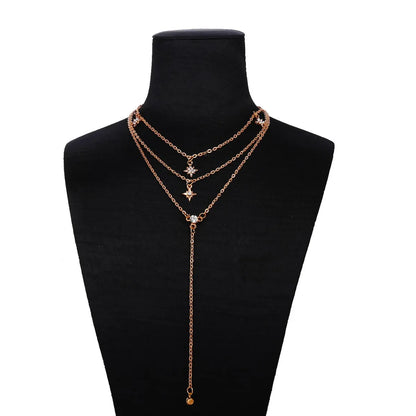 Fashion Alloy Imitated Crystal Multi-Layer Chain Necklace Nhpj147790