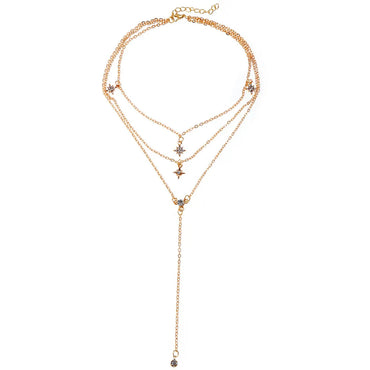 Fashion Alloy Imitated Crystal Multi-Layer Chain Necklace Nhpj147790