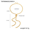 Fashion Gold Knotted Tassel Snake Chain Long Necklace Earrings Set 316L Stainless Steel Electroplated