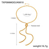 Fashion Gold Knotted Tassel Snake Chain Long Necklace Earrings Set Titanium Steel Electroplated