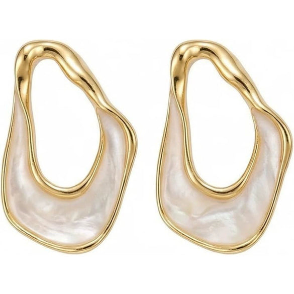 Fashion Gold Plated Copper Water Drop Earrings For Women With Exaggerated Irregular Geometric Shape And Electroplated Finish