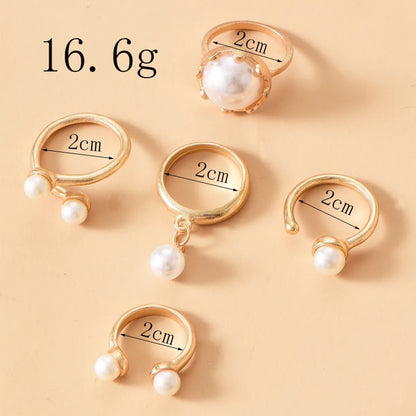 Fashion Gold-plated Pearl Ring Set