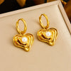 Fashion Gold Plated Retro Love Fanshaped Stainless Steel Pendant Earrings Necklace Suit With Snake Bone Chain And Love Water Drops Bells Pattern
