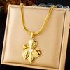 Fashion Gold Plated Retro Love Fanshaped Stainless Steel Pendant Earrings Necklace Suit With Snake Bone Chain And Love Water Drops Bells Pattern