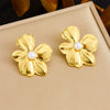 Fashion Gold Plated Retro Love Fanshaped Stainless Steel Pendant Earrings Necklace Suit With Snake Bone Chain And Love Water Drops Bells Pattern