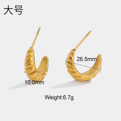 Fashion Gold-plated Stainless Steel Croissant Bag Hoop Earrings