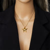 Fashion Gold Plated Stainless Steel Hollow Starfish Pendant Box Chain Jewelry Necklace With Vacuum Plating
