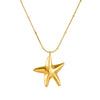 Fashion Gold Plated Stainless Steel Hollow Starfish Pendant Box Chain Jewelry Necklace With Vacuum Plating