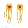 Fashion Gold Plated Stainless Steel Women's Earrings With Heart Flower Bow Tassel And Electroplating