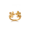 Fashion Gold Plated Titanium Steel And Stainless Steel Doublelayer Flower Open Ring Jewelry For Women