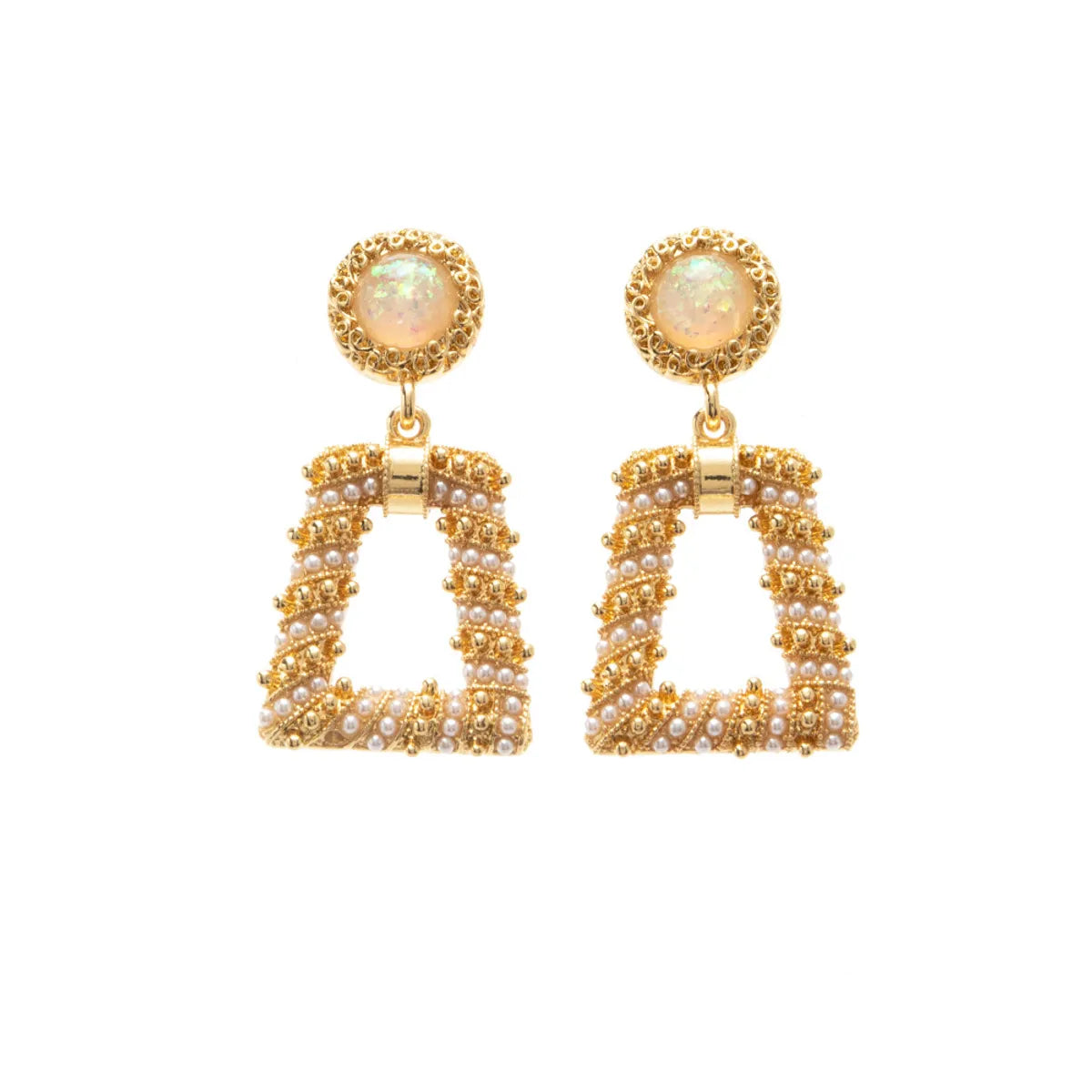 Fashion Golden Creative Three-dimensional Geometric Alloy Earrings Female