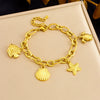 Fashion Goldplated Stainless Steel Marine Life Animal Zodiac Pendant Chain Jewelry Bracelet