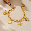 Fashion Goldplated Stainless Steel Marine Life Animal Zodiac Pendant Chain Jewelry Bracelet