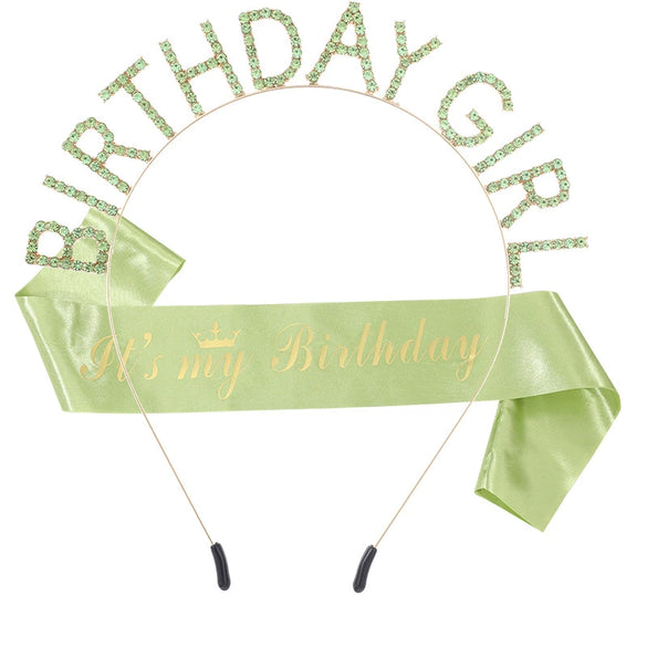 Fashion Green Alloy Letter Hairband Shoulder Strap Ceremony Strap Semimanual Semimechanical For Girls