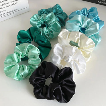 Fashion Green Blue Hair Rope Simple Solid Color Hair Scrunchies