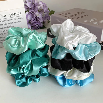 Fashion Green Blue Hair Rope Simple Solid Color Hair Scrunchies