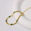 Fashion Green Zircon Inlaid Women's Stainless Steel 18K Gold Plated Bracelet