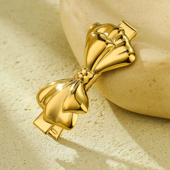 Fashion Hairpin Stainless Steel 18K Electroplating Bow Petal Scallop Style For Women