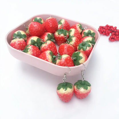 Fashion Hand-made Cartoon Fun Strawberry Earrings