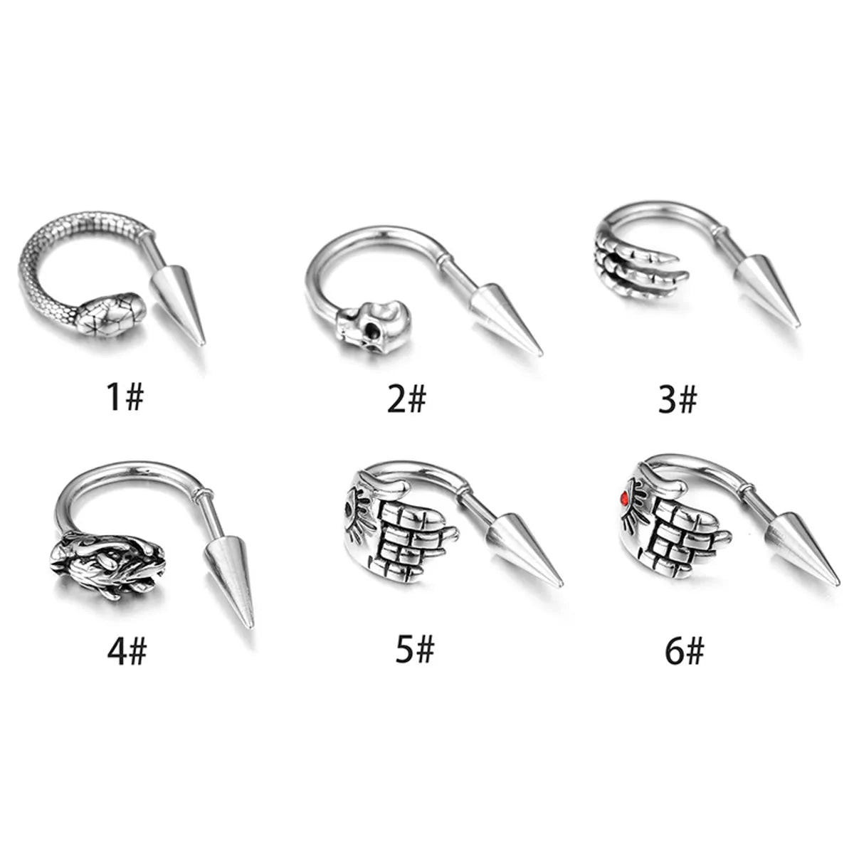 1 Piece Fashion Hand Skull Stainless Steel Ear Studs