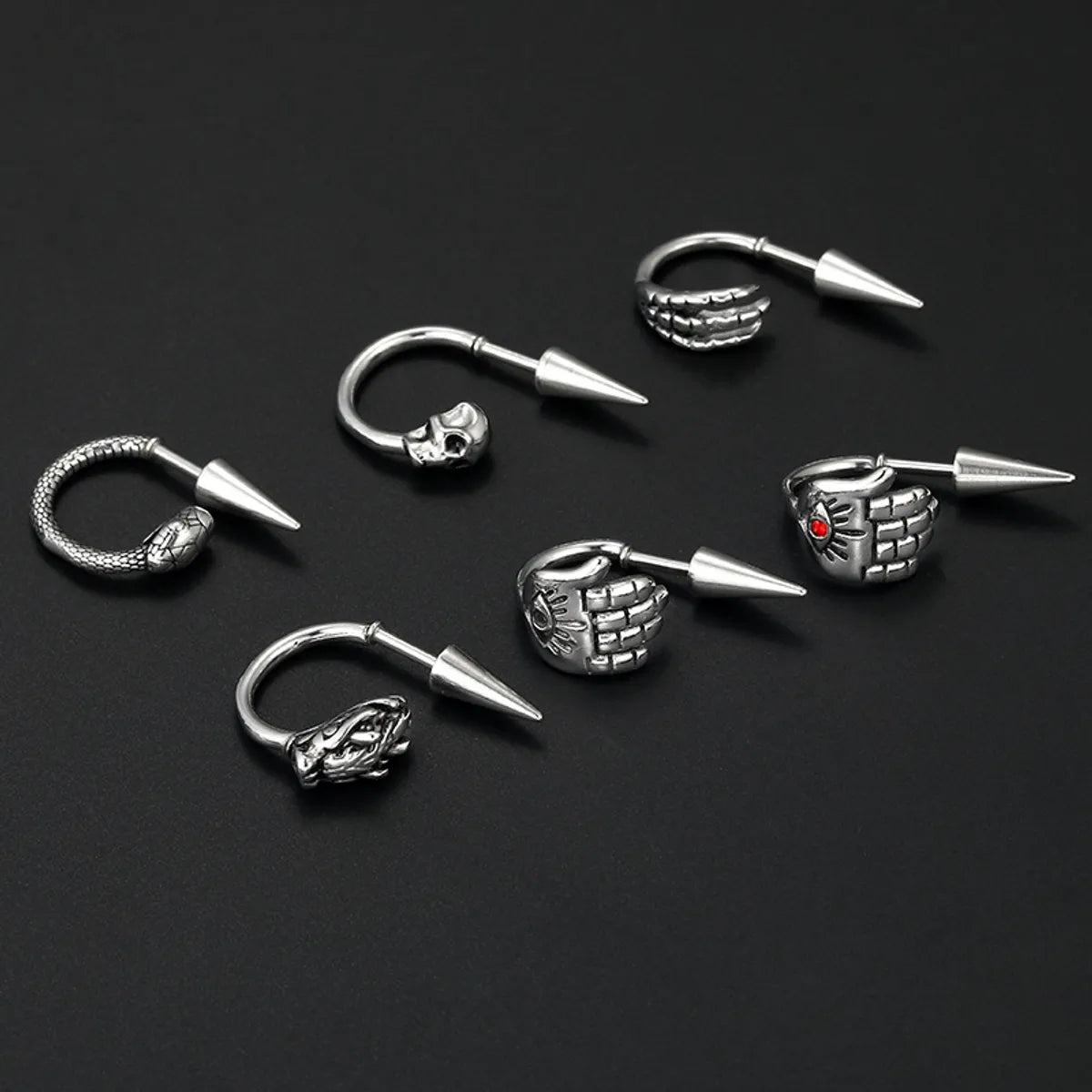 1 Piece Fashion Hand Skull Stainless Steel Ear Studs