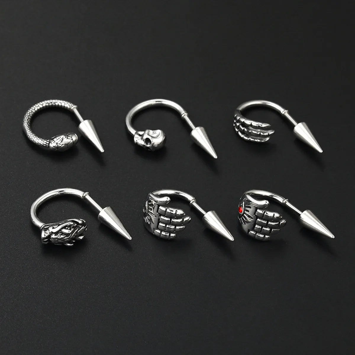 1 Piece Fashion Hand Skull Stainless Steel Ear Studs