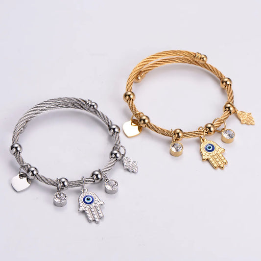 Fashion Hand Titanium Steel Bangle Plating Artificial Diamond Stainless Steel Bracelets