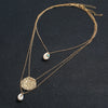 Fashion Handmade Alloy Shell Multilayer Necklace With Box Chain Electroplated Floral Pendant Jewelry For Women