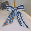 Fashion Handmade Cloth Pearl Ribbon Silk Scarf Hair Tie Elastic Hair Ring For Women