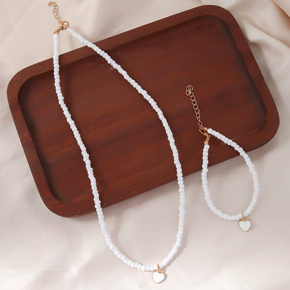 Fashion Handmade Jewelry Accessories Set With Glass Beads Geometric Pattern For Ladies
