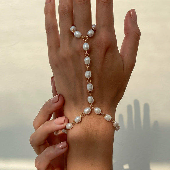 Fashion Handmade Women's Imitation Pearl Geometric Style Ring Bracelet